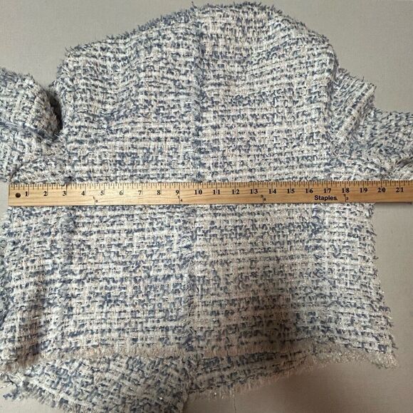 Fore Blazer Size X- Large Tweed White Blue Cream with Sequins Cropped0 - Picture 5 of 16